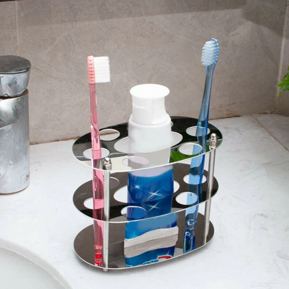 

Stainless Steel Toothbrush Holder Countertop/Wall Mounted Practical Toothpaste Holder Stand Bathroom Organizer Accessories Hot