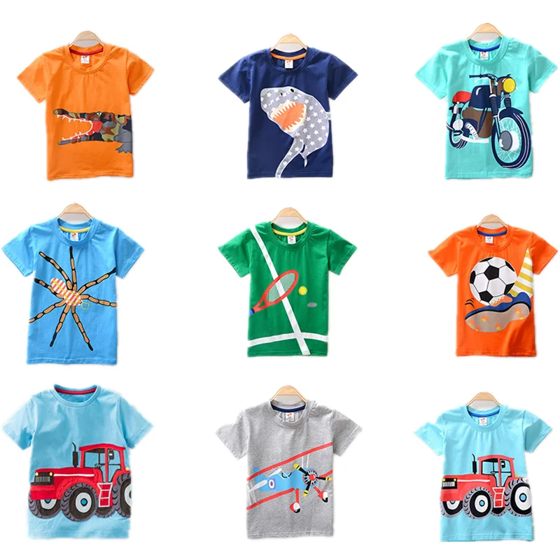 

BBD детская хлопковая летняя футболка для мальчиков футболка с короткими рукавами и мультяшным принтом и О-образным вырезом спортивный топ д...