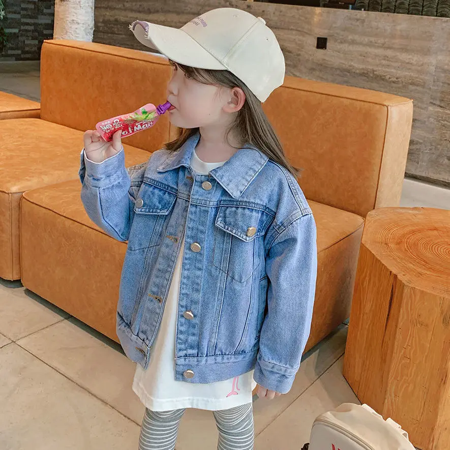 

Smile Print Kids Girls Boys Denim Jacket Coats Loose Children Jeans Outerwear Clothes Casual Girls Baby Coat Children Denim Coat