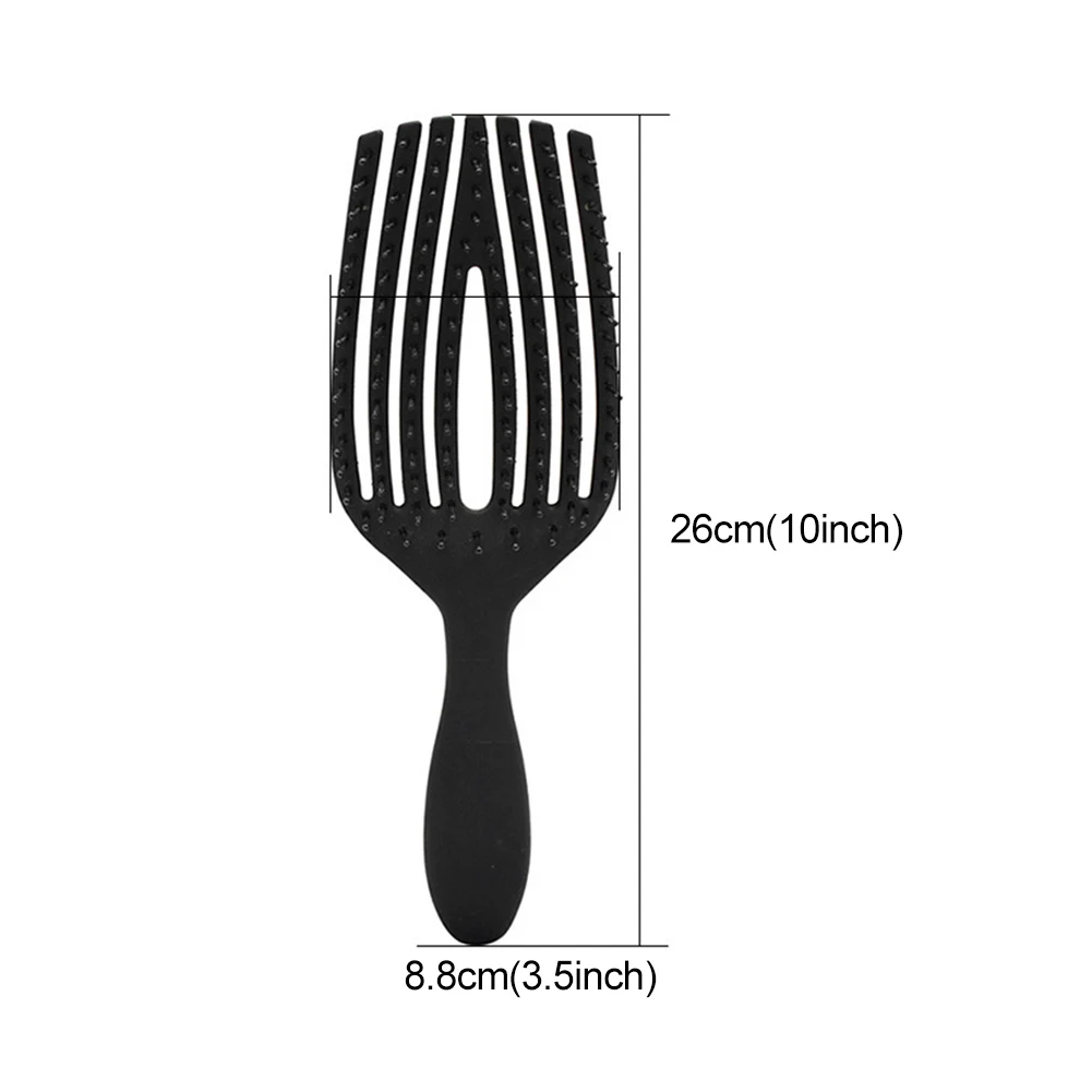 

Styling Tool Detangling Professional Scalp Massage Portable Anti Static Hair Brush Hairdressing With Handle Nylon Bristles Black