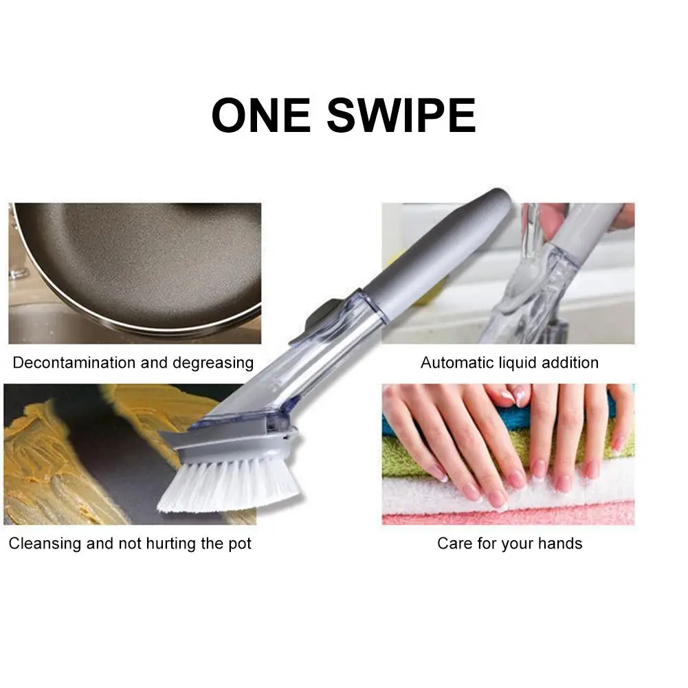 Кухонная щетка для чистки водой с длинной ручкой двумя головками кистей