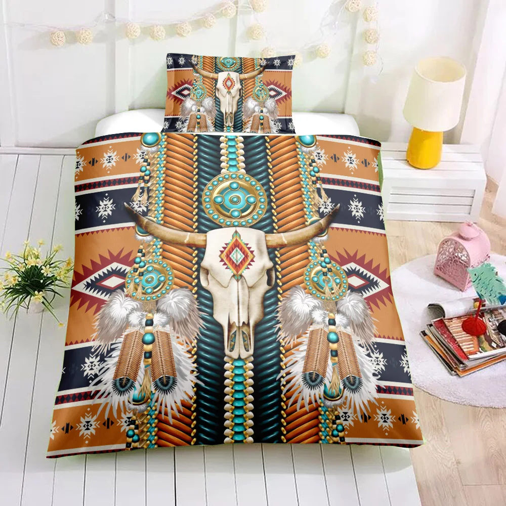 Пододеяльник с черепом и овечьей головой пододеяльник в этническом стиле