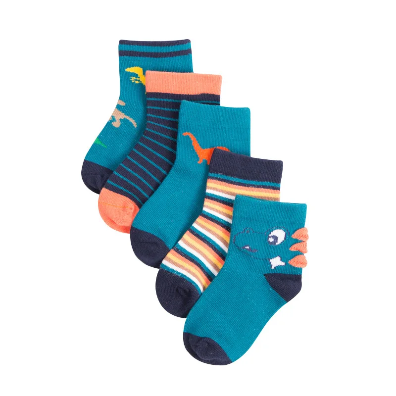 Quality 5 pairs/lot Cartoon Dinosaur Soft Summer Spring Autumn Thick Cotton Knit Baby Socks Kids Boy Newborn |