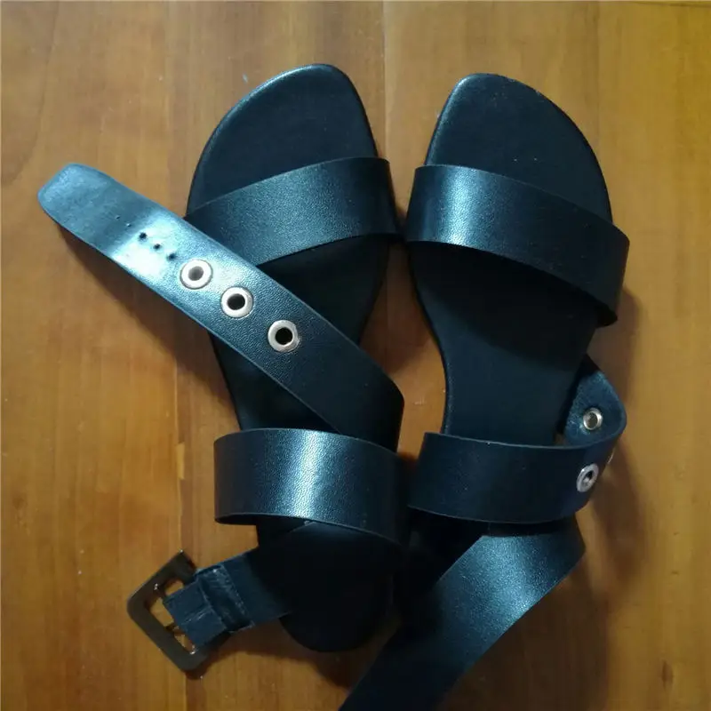 Черные кожаные пляжные сандалии женские роскошные брендовые Летние