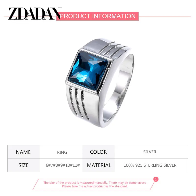 Женское кольцо из серебра 925 пробы с сапфировым стеклом | Украшения и аксессуары