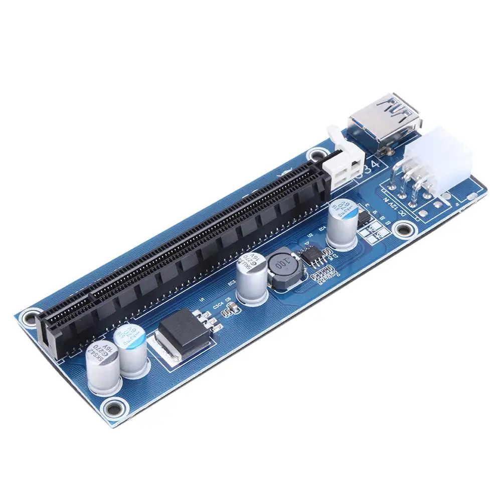 SATA PCI-E 1X to 16X Bitcoin Extender Raiser Card 15Needle 6Pin Power Line DC-DC PCI USB3.0 Cable BTC Mining Riser | Компьютеры и офис