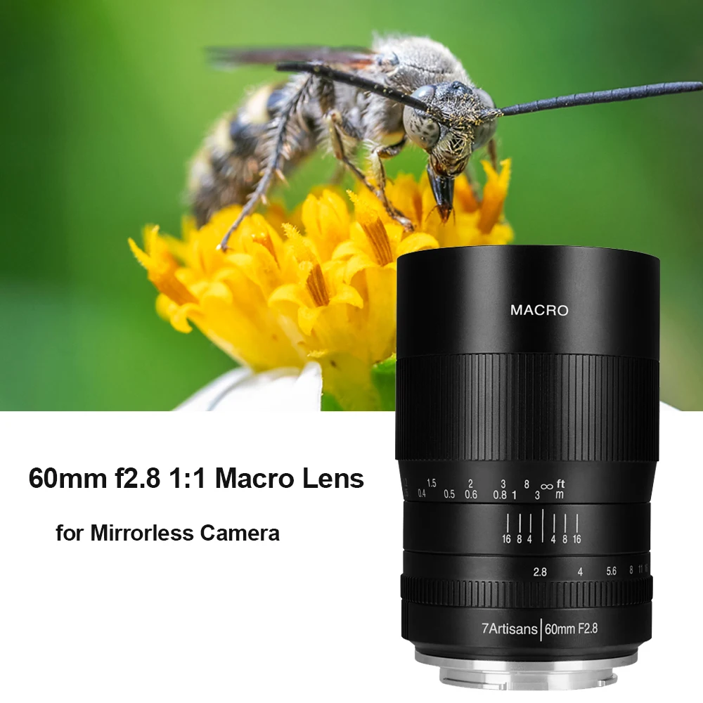 7 ремесленников 60 мм F2. 8 ручная макро Фокусирующая линза для Sony E mount Canon EOS RF APS C Fuji