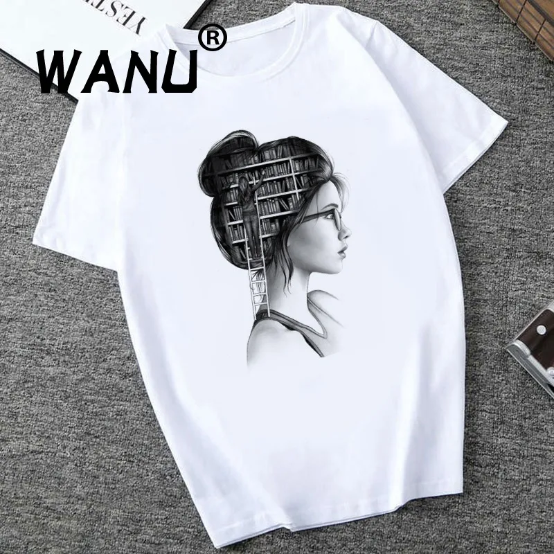 

Girl reading book Smart Women 2021 new fashion print T-shirts clothes T shirts casual Aesthetic Harajuku shirt Tshirts