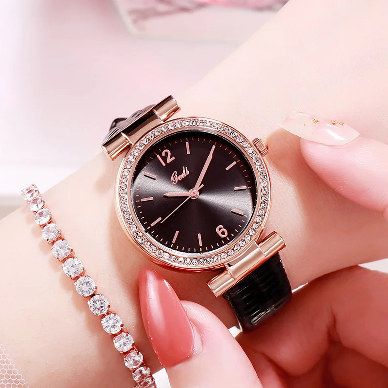 

Wild Fashion Leisure Belt Women's Watch 2020 Rhinestones Korean Students Waterproof Quartz Watches Wholesale Ladies Wristwatch
