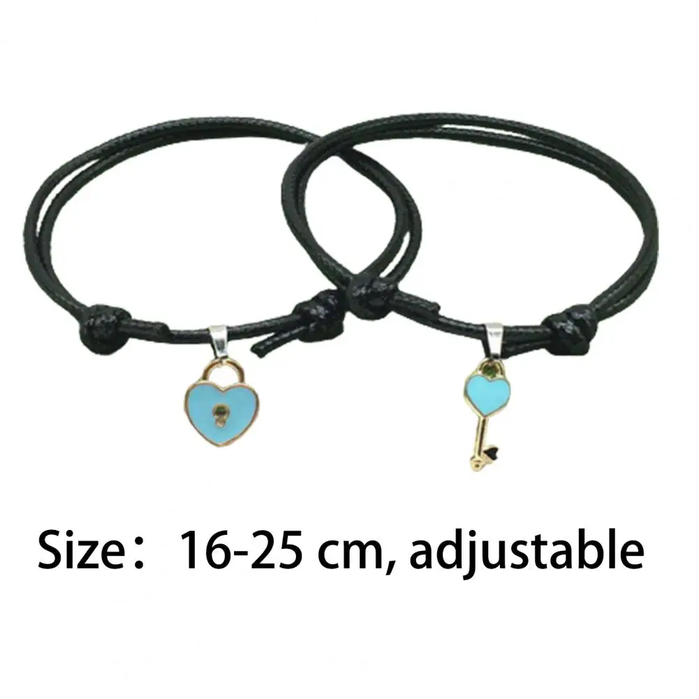 

80% Hot Sale 1 Pair Couple Bracelet Chic Adjustable Resin Key Heart Lock Chain Bangle for Dating