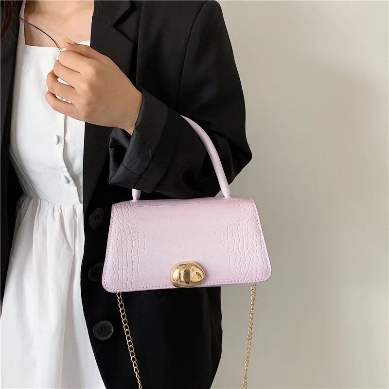 

High Quality Pu Leather Women Baguette Bag 2021 New Arrival Fashional Gradient Color Chain Crossbody Bag For Ladies