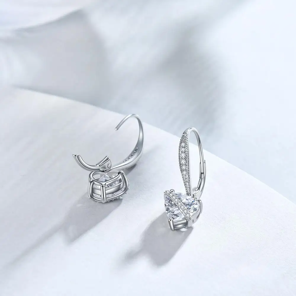 Серьги-подвески E Heart из настоящего серебра 925 пробы женские изящные висячие