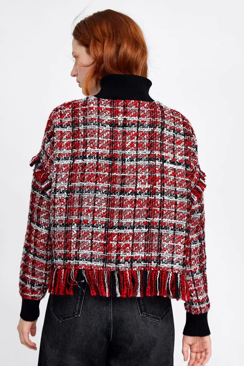 2019 ZA Мода новые осенние с высоким воротником длинным рукавом Пуловеры бахромой