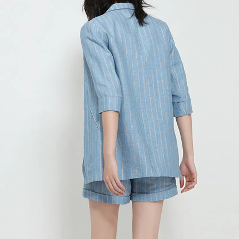 Женский брючный костюм из двух предметов элегантный Блейзер в полоску для работы