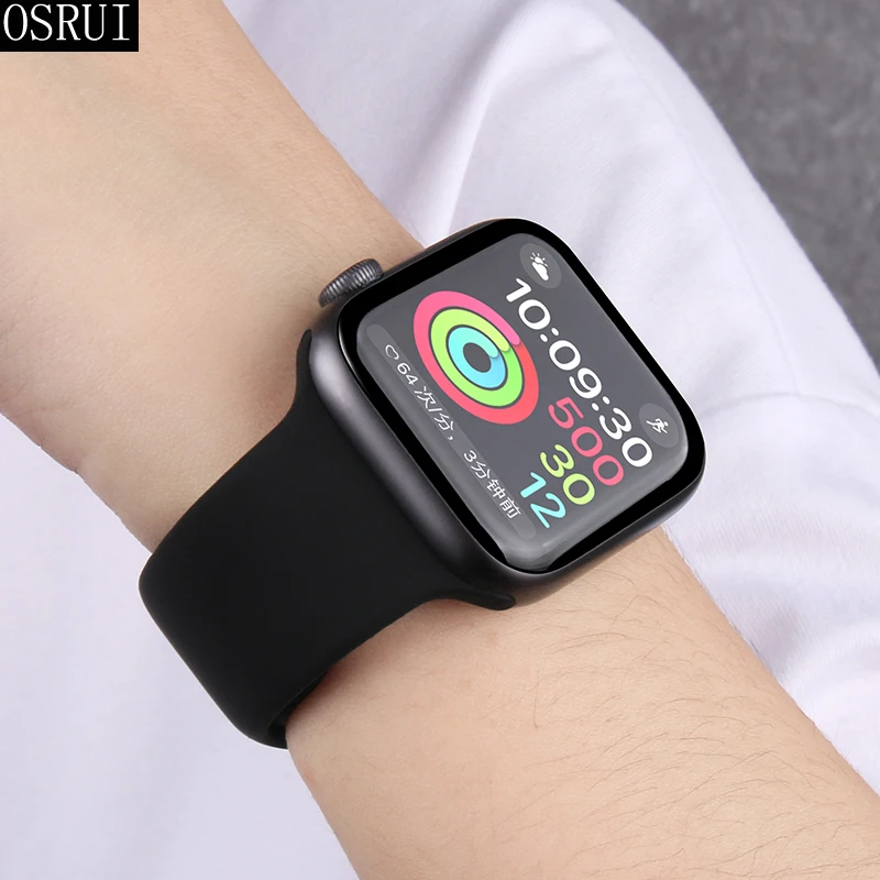 Спортивный силиконовый ремешок для Apple watch 44 мм 40 correa 42 38 iwatch series 5 4 3 браслет