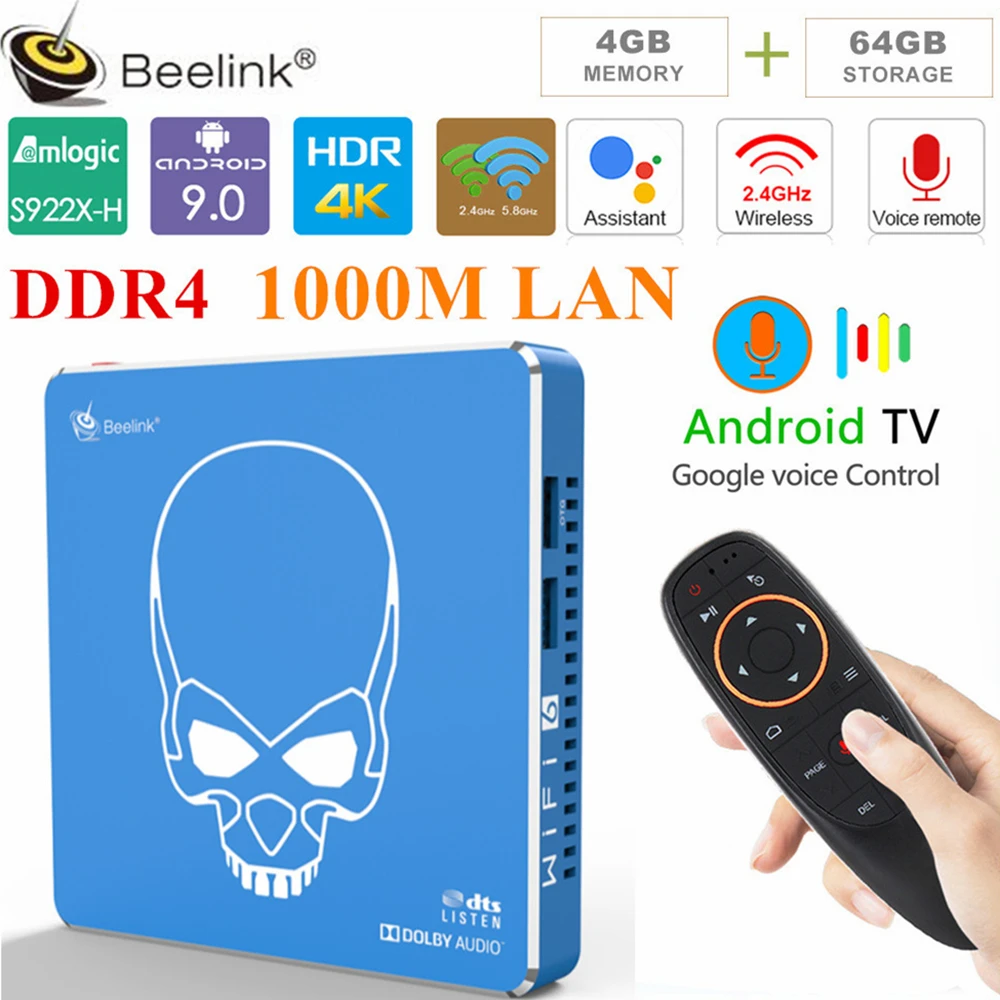 

2021 Beelink GT King Pro WiFi 6 TV BOX Amlogic S922X-H Quad Core Android 9.0 4GB 64GB 4K Dolby Audio DTS BT5 1000M Smart TV BOX