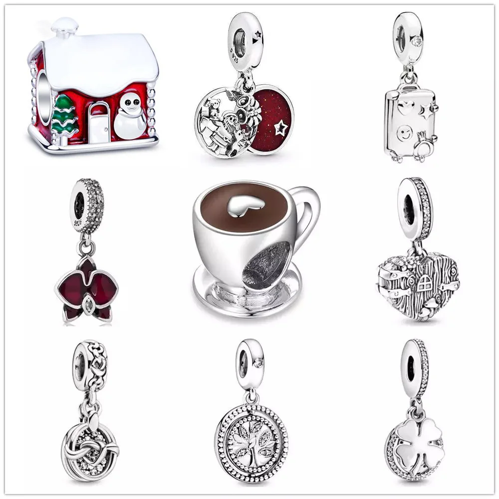 Новый серебряный шарм зимние Санта Висячие кофейная чашка соответственные