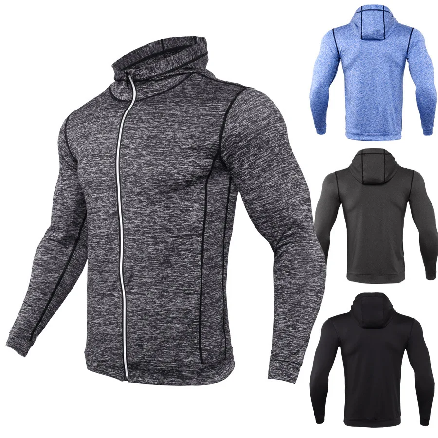 

Men's Quick-Drying Sweatshirt Jacket Fitness Running Training Hoodie Long Sleeve Zipper Casual Hooded Cardigan for Sports