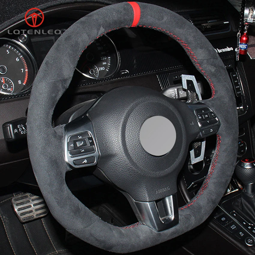 LQTENLEO черная высококачественная замша для Volkswagen Golf 6 GTI MK6 VW Polo Scirocco R Passat CC Line|car steering