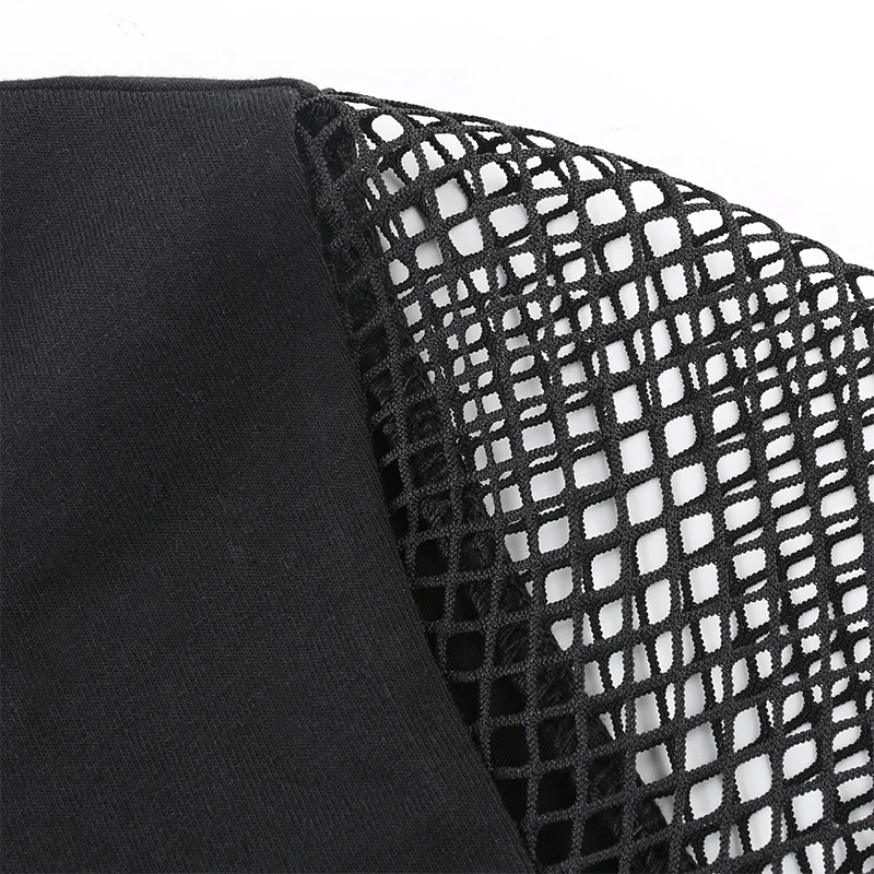 

Rockmore Heart Embroidery T-Shirt Women Patchwork Mesh Long Sleeve Crop Top Backless Sexy Shirts Femme Skinny Streetwear TShirt