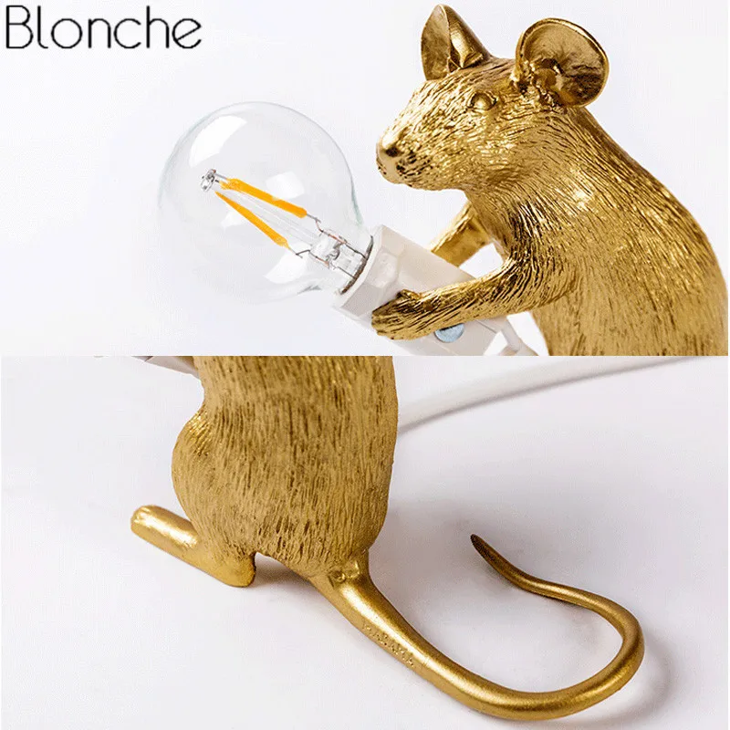 

Seletti Resin Rat Mouse Lamp Postmodern LED Bedside Lamps Desk Lights Mini Animal Table Light Fixtures Bedroom Cute Home Decor