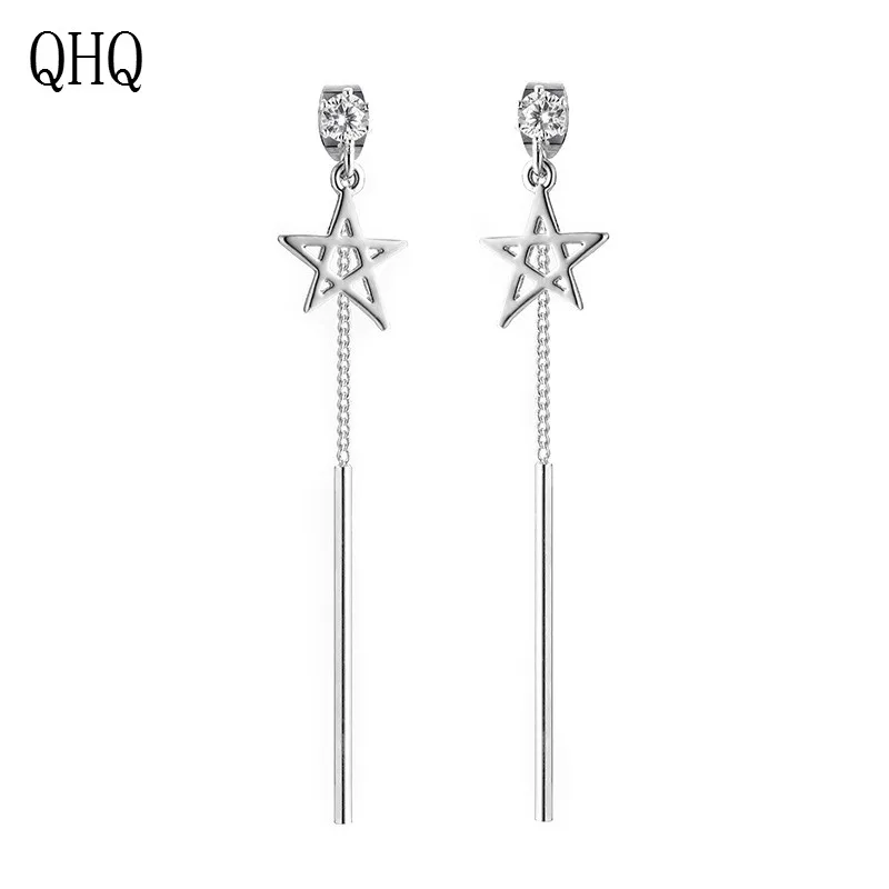 QHQ серьги-гвоздики со звездами Модные кисточки сережки Изящные аксессуары