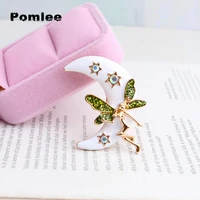pomlee angel moon star brooches for women vintage alloy pins coat brooch shining elegant handbag accessories high quality