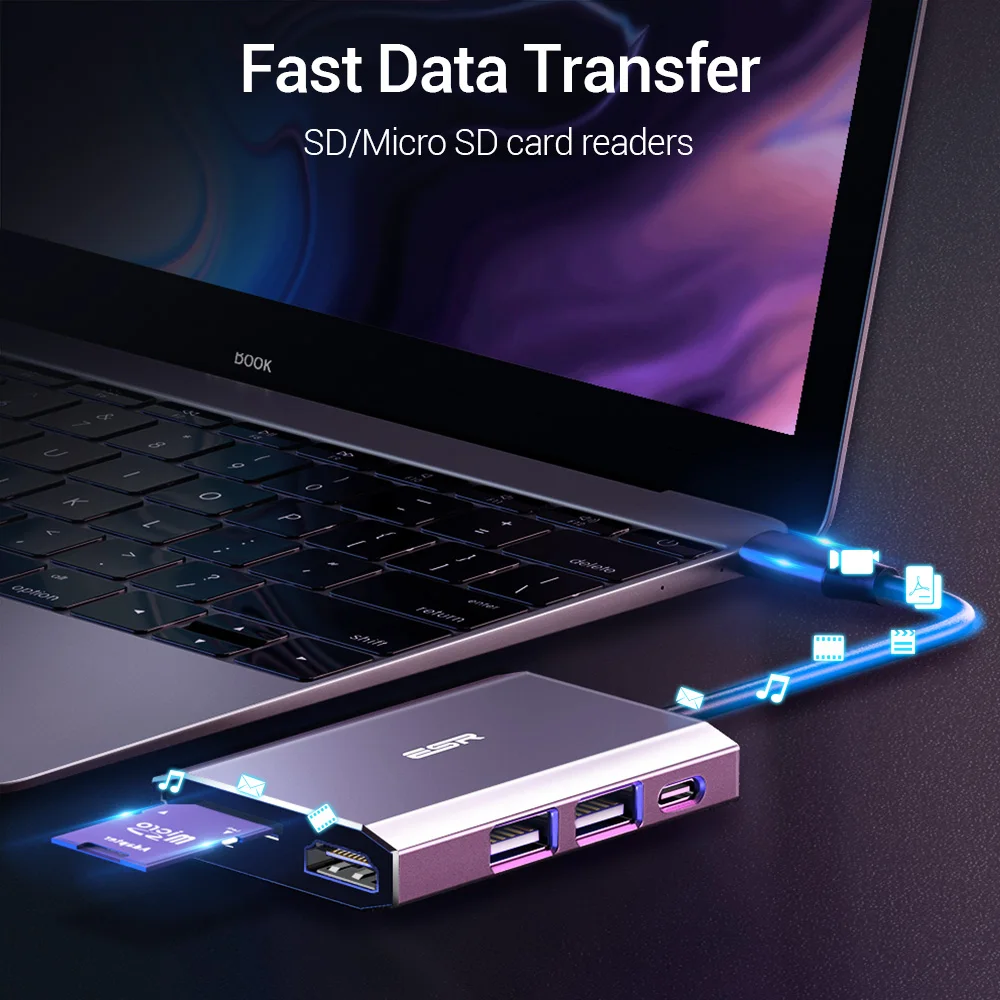 ESR 6 в 1 8 Тип USB C 3 док станция 0 Выход сплиттер адаптер быстрой Скорость передачи