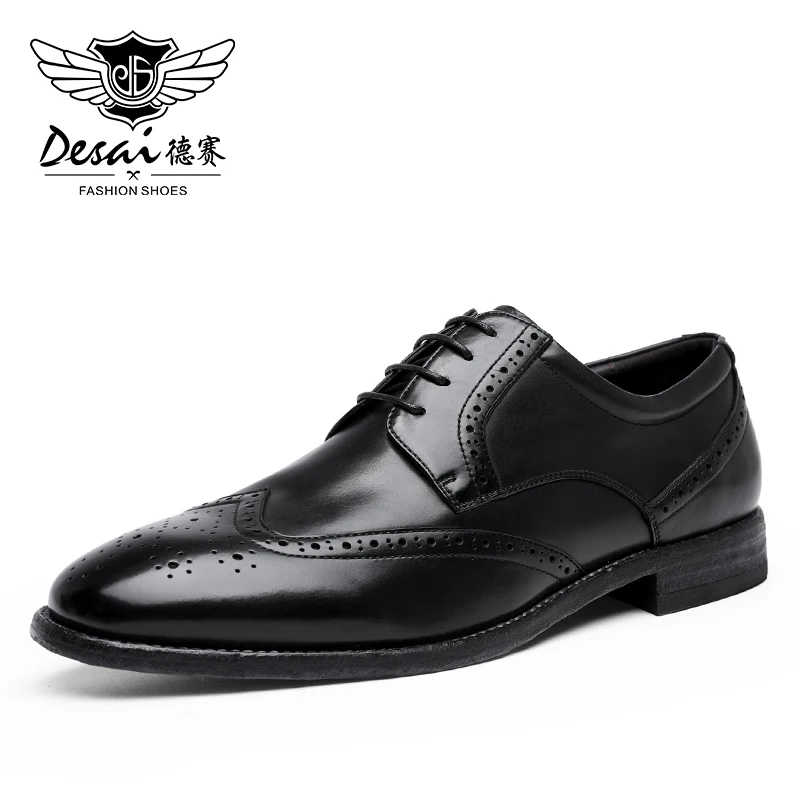 Мужские деловые туфли Desai из натуральной воловьей кожи брендовая обувь для