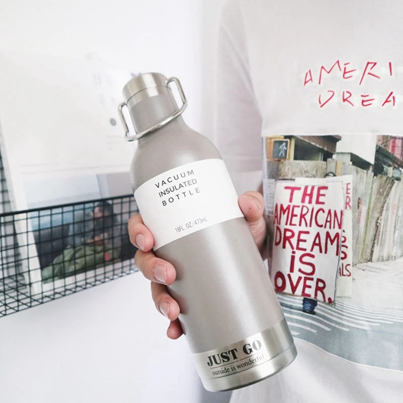 

Portable Simple Vacuum Flask Stainless Steel Vacuum Flask With Handle 470ml