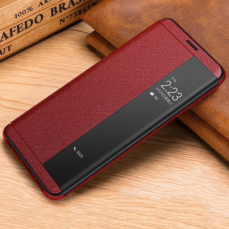 Для Porsche дизайн huawei mate RS чехол Роскошный кожаный Смарт флип-чехол с окошком для просмотра полная защита бизнес-mate RS чехол для телефона - Цвет: Красный