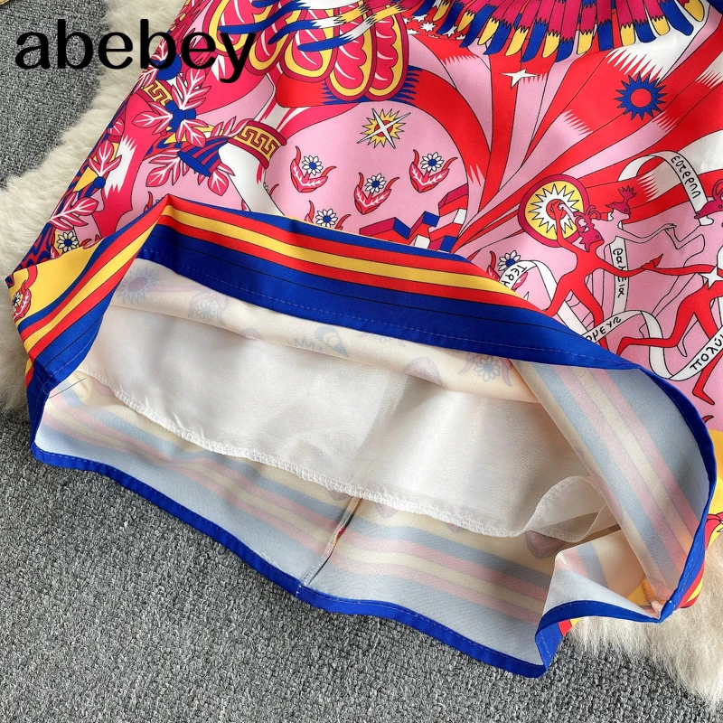 

Fashion Retro Print Dress Women Short Sleeve O Neck Sashes Slim Dresses Spring Casual Bohemian Vacation Dress