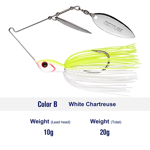 20g White Chartreuse Goture 1 шт. ELFIN+ качественная наживка Спиннербейт 20G/24G высокое Скорость запасами ивовых деревьев лезвия металлическая приманка со свинцовым spinner ложка приманки - Цвет: 20g White Chartreuse