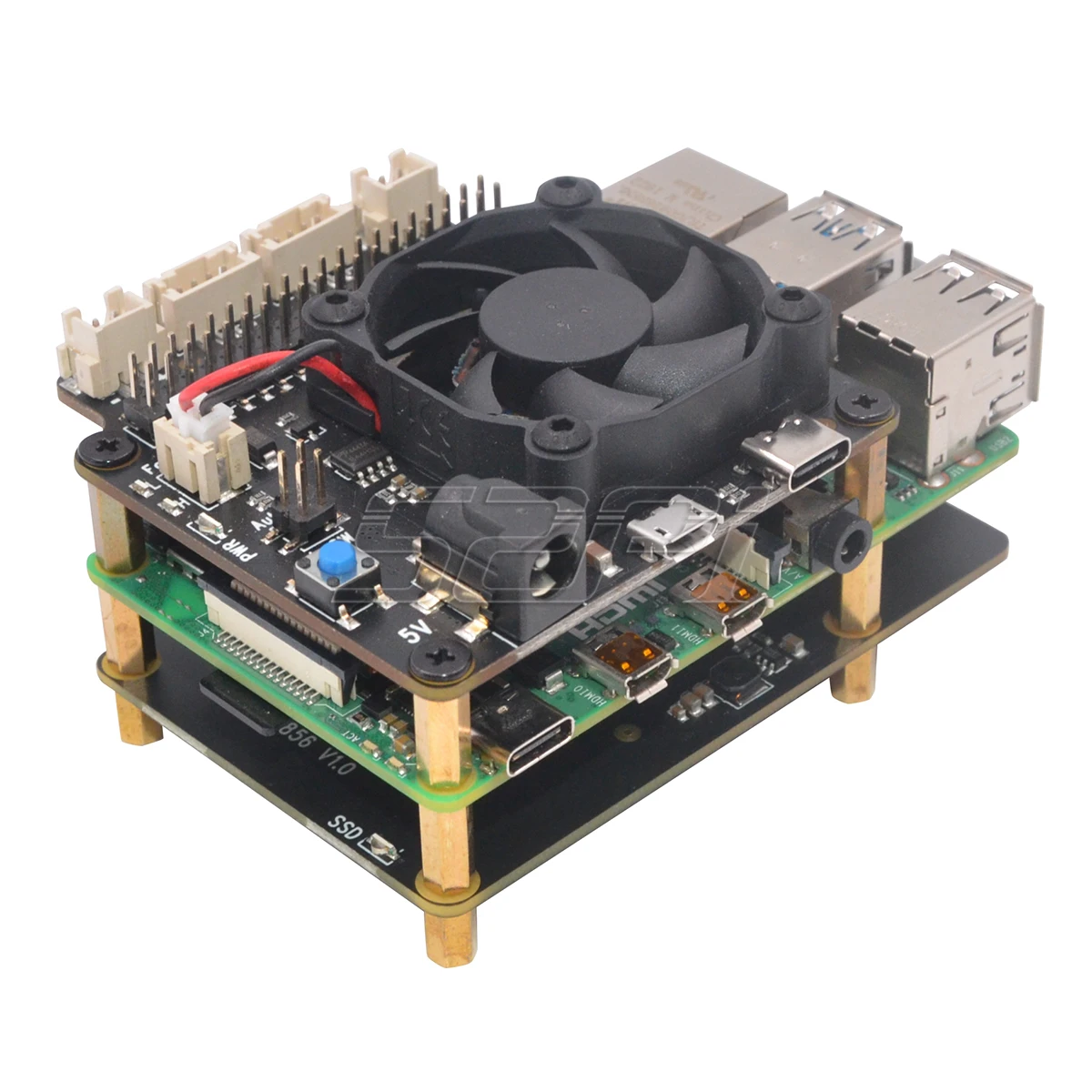 52Pi Новинка! Плата расширения Raspberry X856 V1.0 mSATA SSD для Pi 4B ( 4 модели B)|Аксессуары