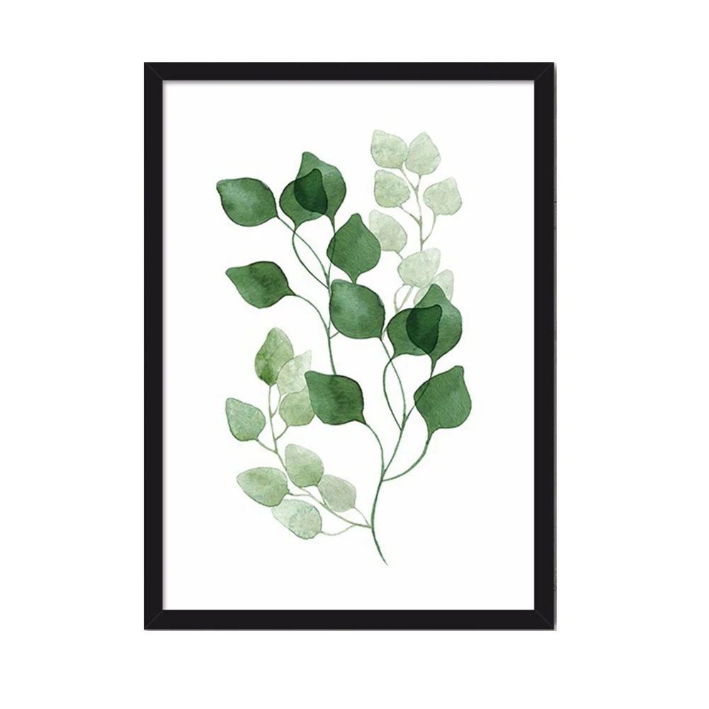 Лаконичное деревенское зеленое растение плакат зеленые листья холст
