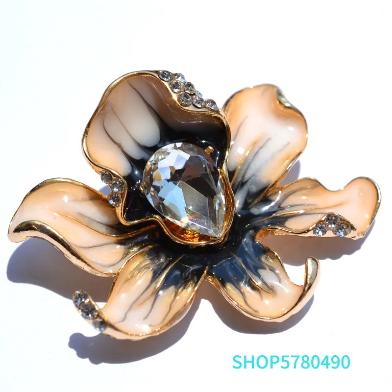 Женская брошь в форме цветка элегантная булавка с кристаллами Стразы для