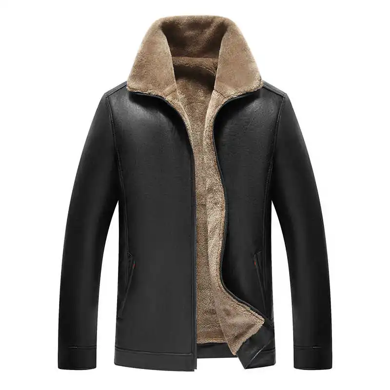 

High-End Men 2021 PU Leather Fashion New Arrival Winter Brand Plus Velvet Thick Warm Motorcycle Business Casual Jackets Coats
