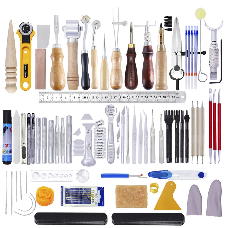 Профессиональный набор инструментов для кожевенного ремесла шитья резьбы