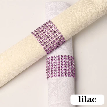lilac 6 шт., кольца для салфеток, стулья, пряжки, вечерние свадебные украшения, блестящие украшения, банты со стразами, держатель для салфеток ручной работы - Цвет: lilac