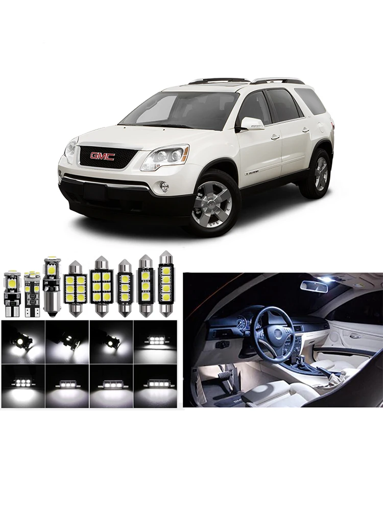 15 шт. Авто внутренние светодиодные лампы Комплект для 2007 2008 2009 2010 2011 2012 GMC Acadia Карта Купол Лицензия плиты LED-подсветка маленького зеркала