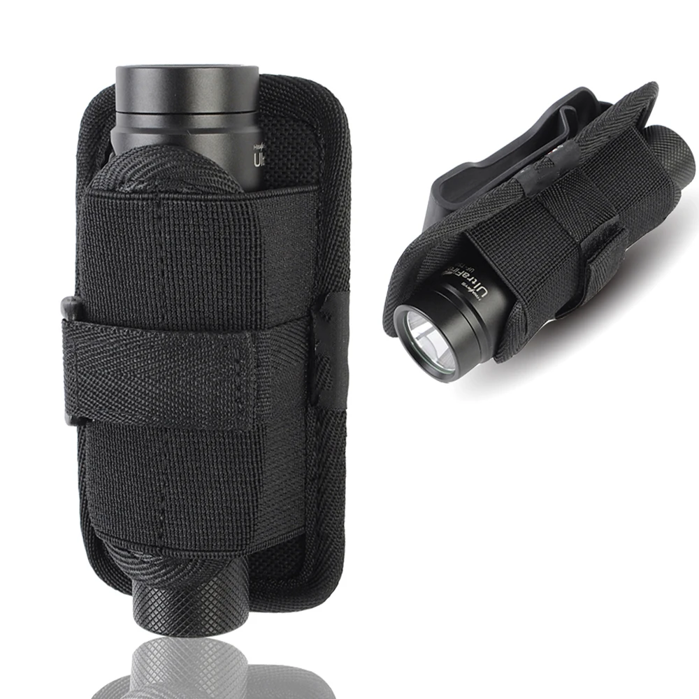 

360Â° Rotation Tactical Flashlight Pouch Holster Outdoor Waist Belt Utility Pouch Case LED Flashlight Torch Holder Carrier