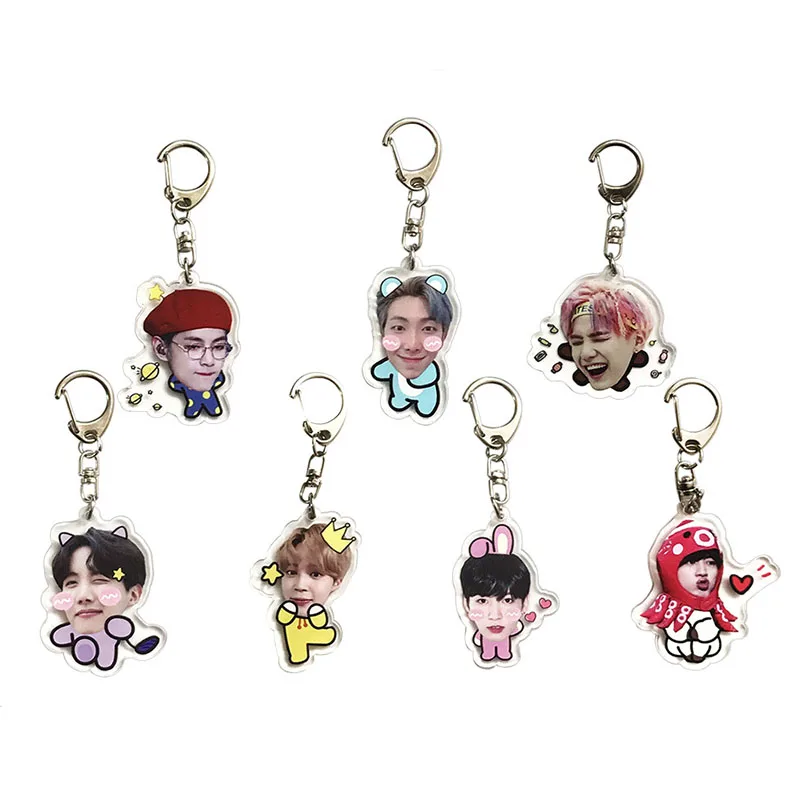 KPOP Bangtan брелок милый Q версия брелок на цепочке аксессуары акриловое кольцо для ключей ювелирные изделия подарок для поклонников мужчин и женщин