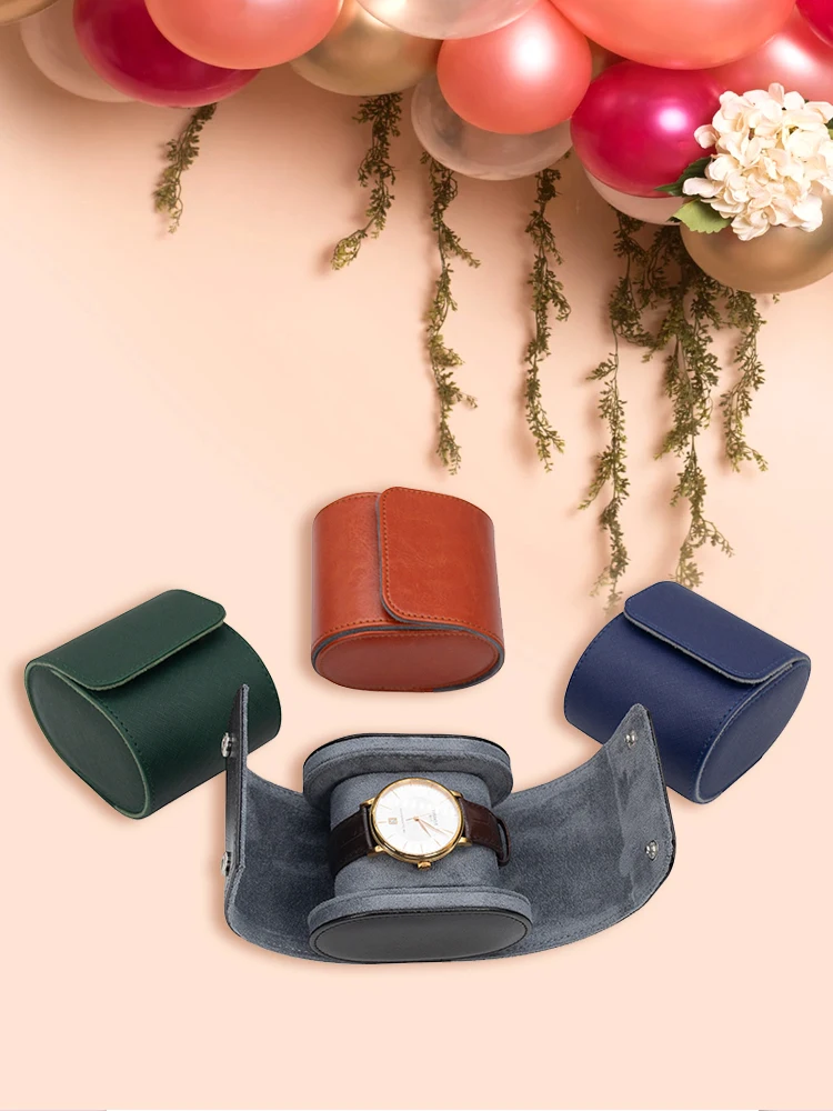 

Black Leather Watch Roll Single Watch Travel Case Drop Shipping