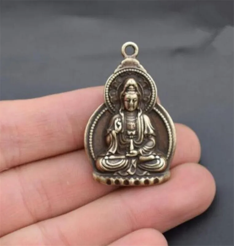 Медная Статуя коллекционные китайские латунные Резные статуи Кван Инь Гуаньинь