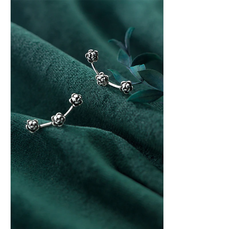 Женские серьги гвоздики из серебра 925 пробы с цветком|Серьги-гвоздики| |