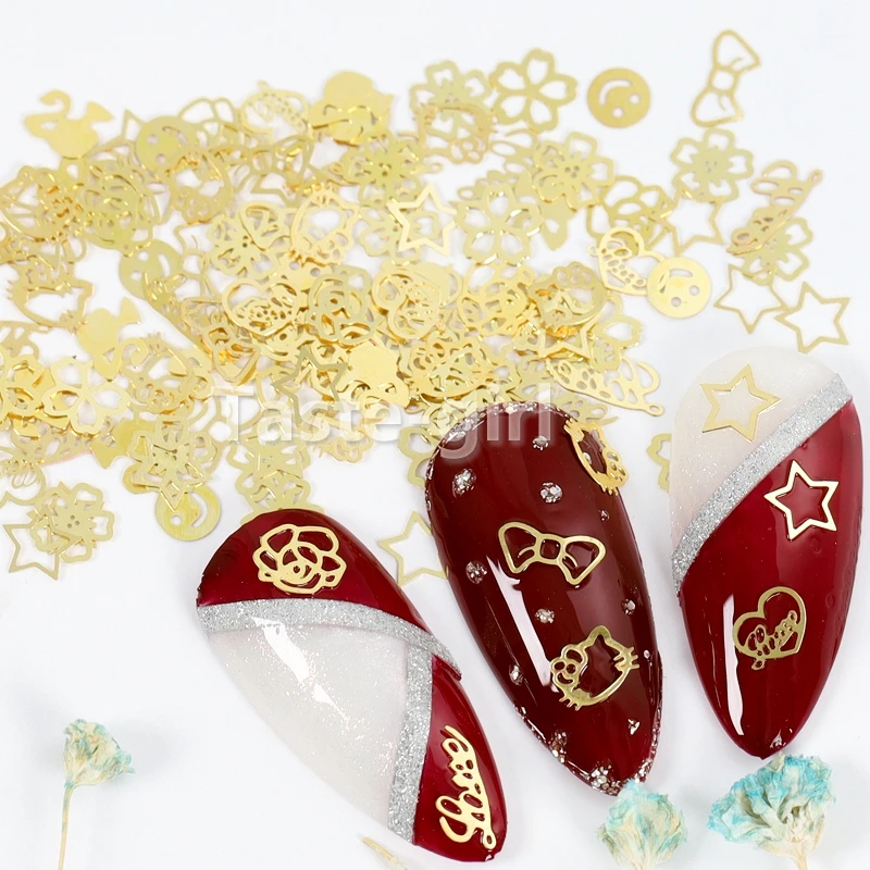 

Mix shapes Christmas metal nail art decorations foil decals nail slice letter press on fake nails accessories manicure tool set