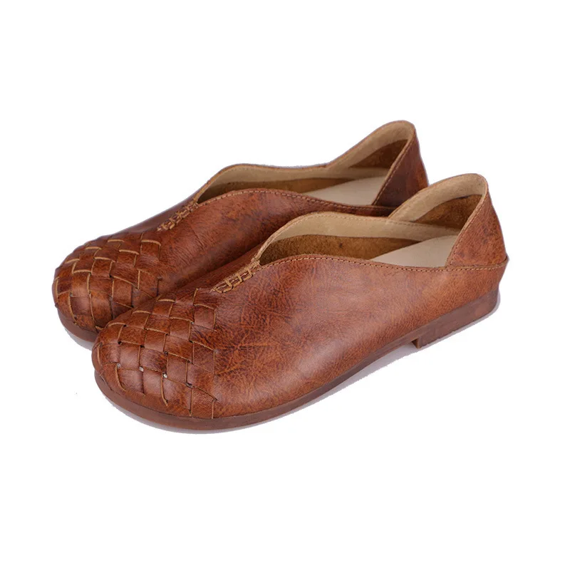 

Leather Round Toe Soft Sole Women's Shoes
