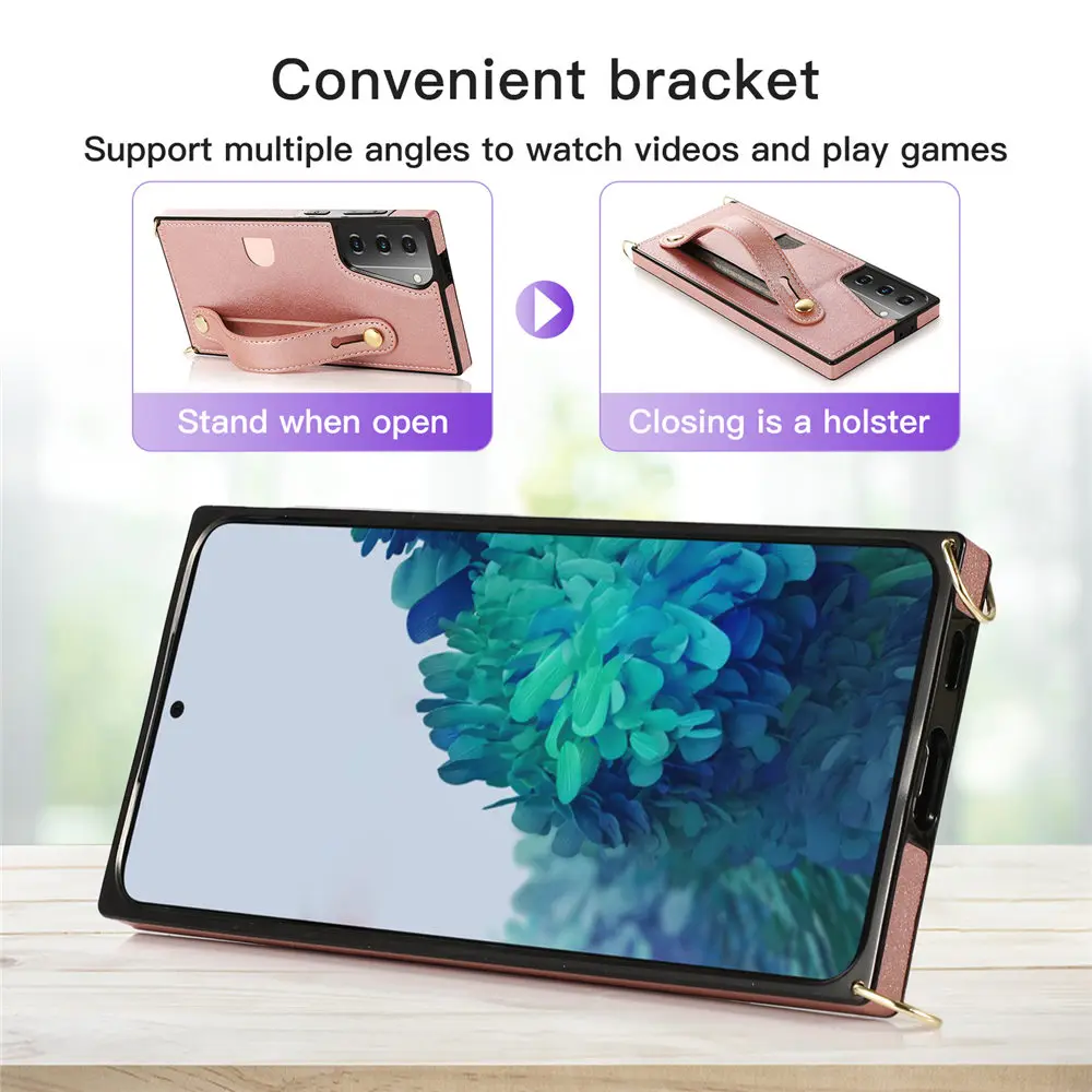 Кожаный квадратный чехол для Samsung Galaxy S22 S21 S20 Plus Ultra S20FE | Мобильные телефоны и