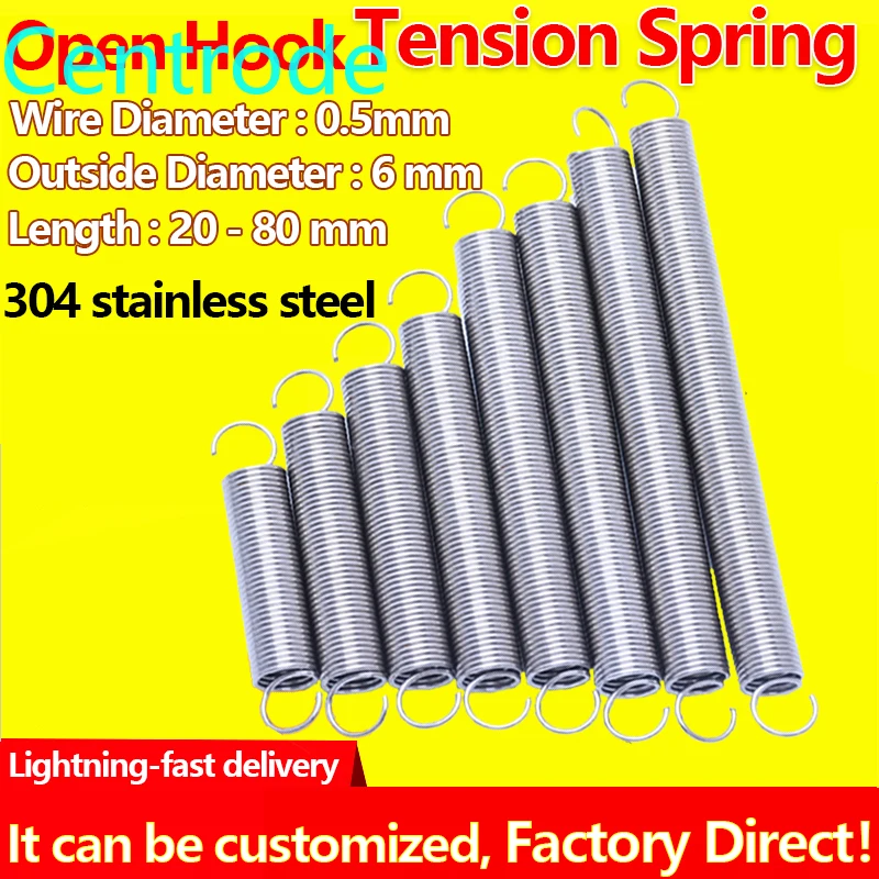 

Stainless Steel Tension Spring Helical Extension Spring Wire Diameter 0.5mm Outer Diameter 6mm Pullback Spring Draught Spring