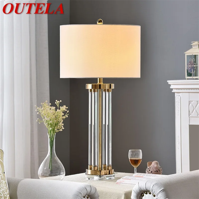 

OUTELA Table Lamp Postmodern LED Crystal Decorative Desk Light for Home Bed Room Bedside